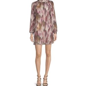 Bella Badgley Mischka abstract print long sleeve mock neck shift dress.NWT